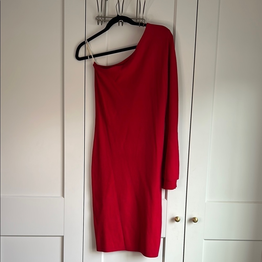 Rachel Roy Red One-Shoulder Dress | Large